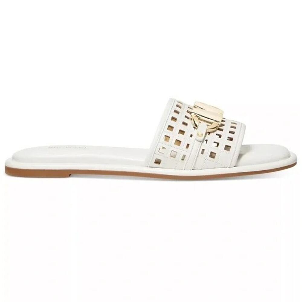 Michael Kors Women's Hayworth Slide Flat Sa Luggage, White Size 5.5M - Picture 4 of 4
